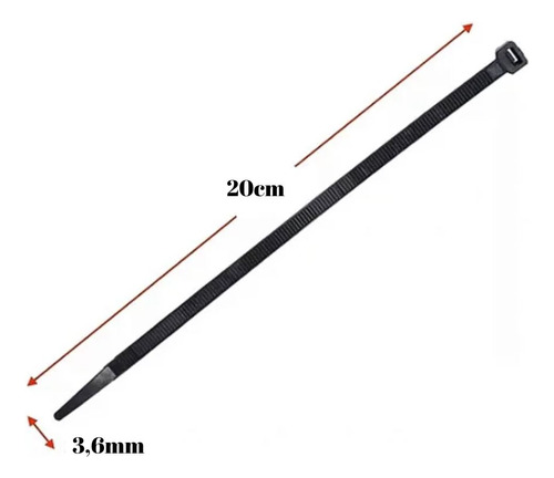 Abraçadeira De Nylon Plastica Preta 3,6 X 20 Cm Media 100 Un