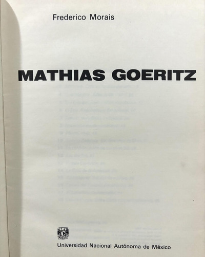 Mathias Goeritz. Frederico Morais. Unam, 1982. (Usado)