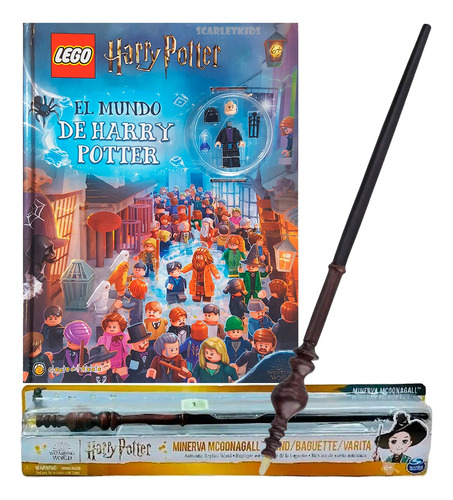 Varita Minerva Mcgonagall + Libro Mundo De Harry Potter Lego