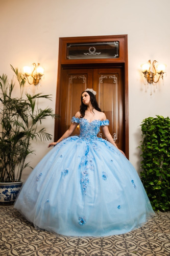 Imagen 4 de 9 de Vestido Largo De Quinceañera Glitter Pedrería Quince Años