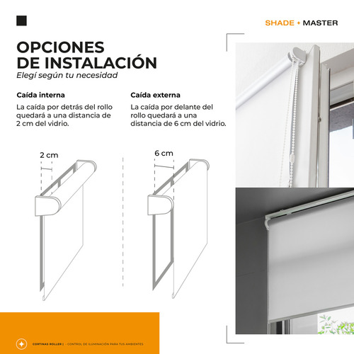 Cortina roller Shade Master Blackout CORT0014 de 140cm x 140cm liso color blanco - unidad por 1