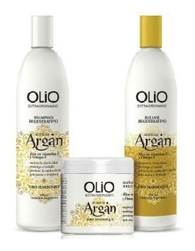 Kit Olio Shampoo + Acondicionador + Baño De Crema Argan 