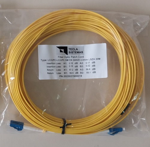 Fibras Ópticas: Patchcord Dx- Sm G652, Lc Upc- Lc Upc 20m