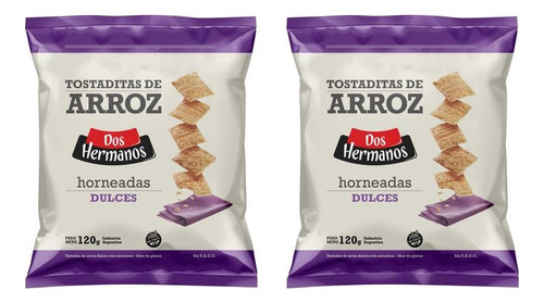 Tostaditas Dos Hermanos Tostaditas de Arroz  dulce sin TACC 120 g pack x 2