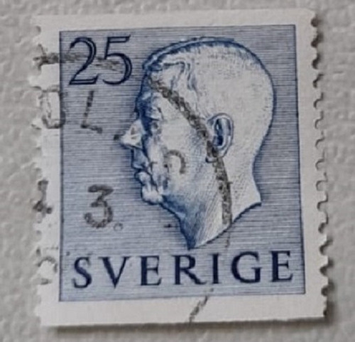 Sello Postal - Suecia - 1954 Gustavo V 15 Azul 25