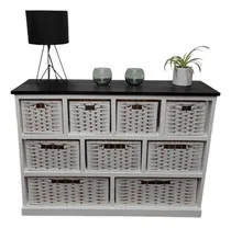 Comprar Organizador Artesanal Para Hogar Madera Canastos Pintado 