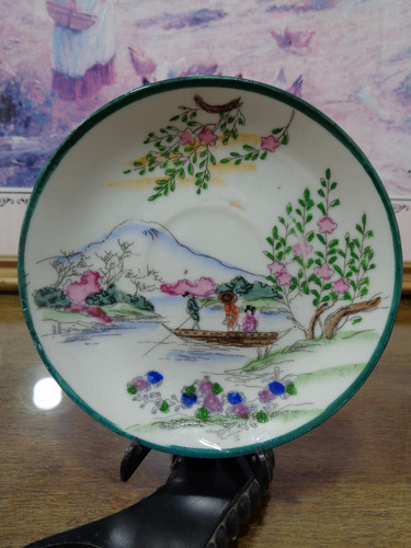 Imagen 6 de 9 de Antigua Taza De Té Con Plato De Porcelana Oriental