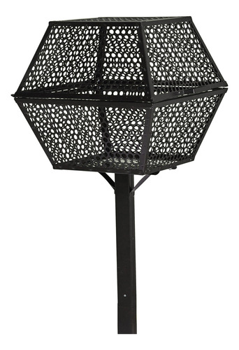 Lixeira De Calçada Externa Embutir Grande Tampa Resistente Cor Preto