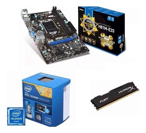 Combo Intel Pentium G3250 + Msi  H81m-e33 + Ddr Kvr16n11s8/4 (Reacondicionado)