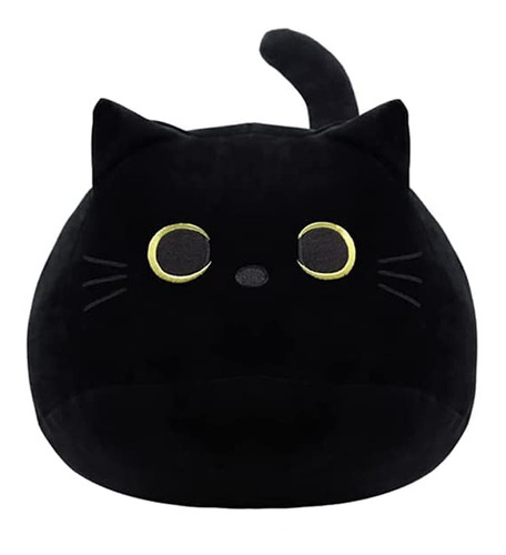 Almohada De Gato Negro Para Espalda Lumbar, Peluche De Peluc