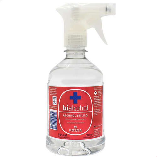 Alcohol Etilico Porta 70% Spray Bialcohol 500ml Con Gatillo