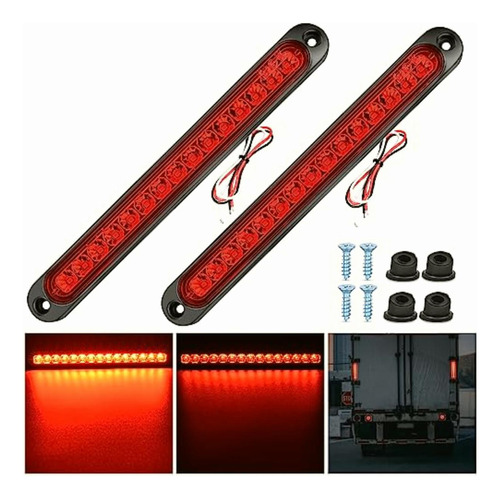 Nilight 2pcs 10inch 15 Led Red Trailer Light Bar For Park