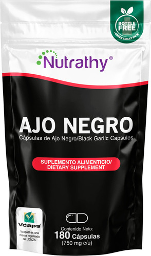 Ajo Negro 180 Cápsulas Nutrathy 750 Mg Sabor Sin Sabor