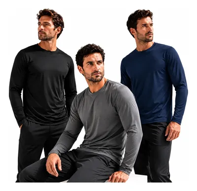 Kit 3 Camisas Proteção Uv Térmicas Masculina Segunda Pele