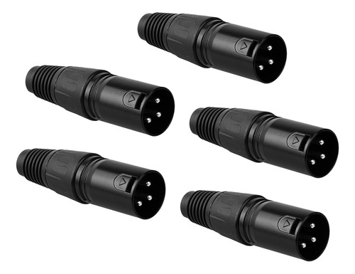 Conector De Cable De Audio Xlr Macho Negro De 3 Pines, 5 Pie