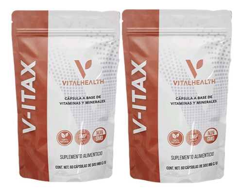 Pack 2 V-itax Vitalhealth 60 Vitaminas Y Minerales Sabor Sin Sabor