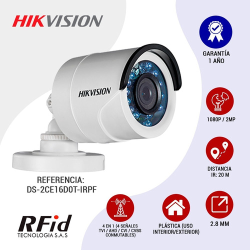 Imagen 2 de 3 de Cámaras De Seguridad Kit Cctv Hikvision Mini Dvr 4ch + 4cam