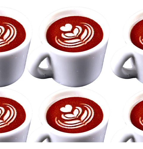 4 X 10pcs Dollhouse Coffee Latte Life Scene Flower Pattern