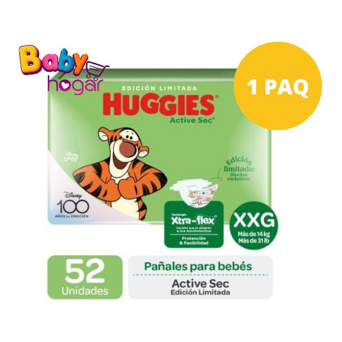 Maleta Huggies Active Sec Talla Xxg 1paq X52und (mas 14 Kg)