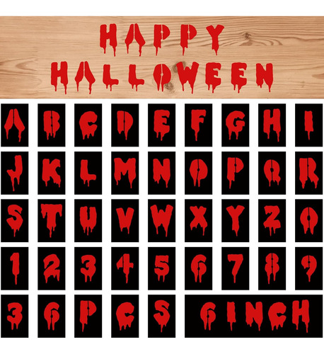 36 Plantillas De Halloween Texto Inglés  Bloody Stenci...