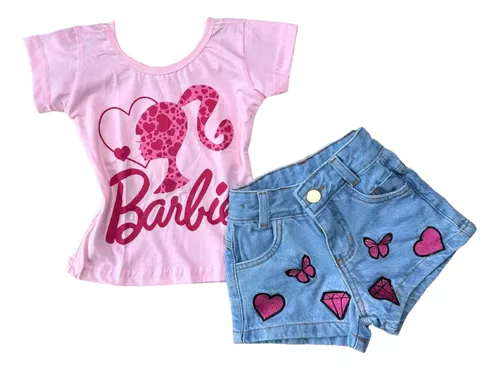 Conjunto Blusa Com Short Moda Infantil Barbie Verão Meninas - Mimos da Babih