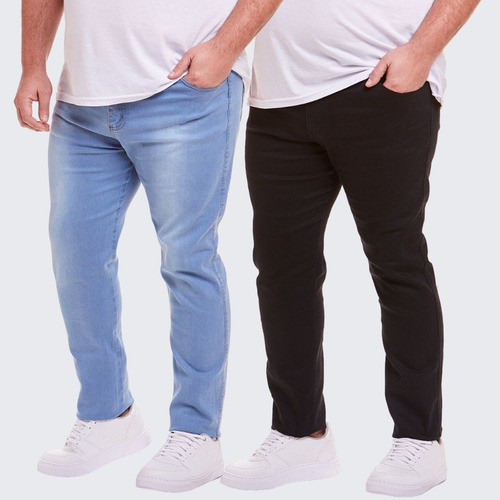 Kit 2 Calça Jeans Plus Size Masculina Lycra 50 Ao 56