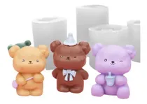 Comprar Moldes De Silicon Osos Para Velas Resina 3 Modelos
