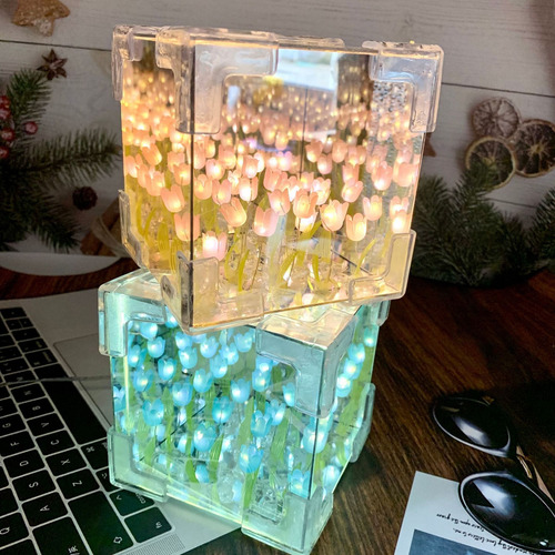 21 Diy Cubo De Rubik Lámpara Noche De Tulipanes Con Espejo