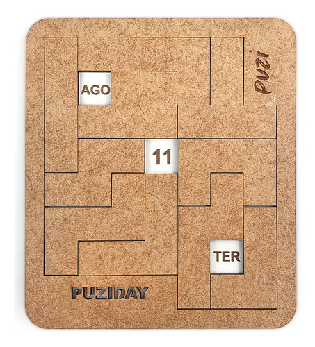Puziday - 1 Puzzle Diferente Todo Dia | Quebra-cabeça Desafio Calendário De Madeira (milhares De Combinações)