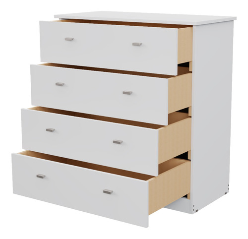 Cajonera 4 Cajones Cómoda Chifonier Melamina Mueble Armado Blanco