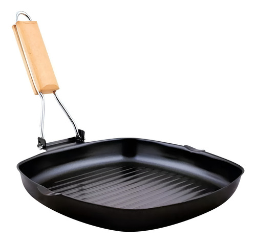 Sartén Plancha Grill Antiadherente Con Mango Madera 28cm