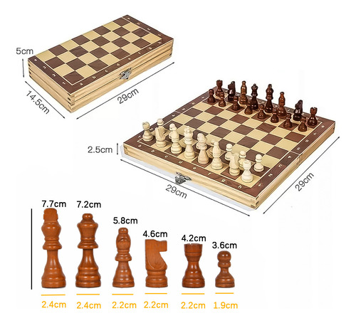 Juego De Ajedrez Plegable De Madera Magnetismo Con Tablero