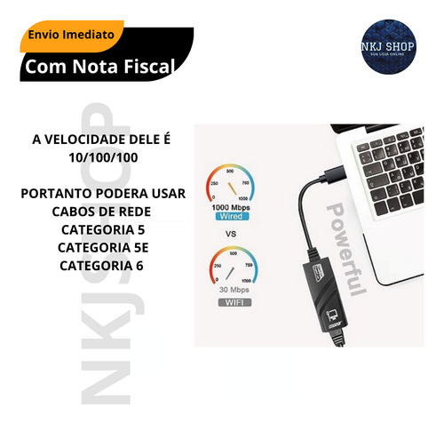 Cabo Adaptador Usb-c 3.0 Para Rede Rj45 Ethernet Gibabit