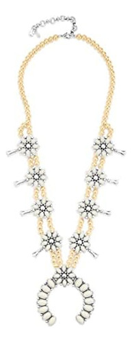 Collar Llamativo Con Flor De Hueso De Lucky Brand, Plateado,