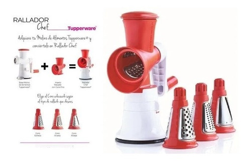 Tupperware Rallador Chef Base+3 Conos Insertos+prensa+manive (Usado)