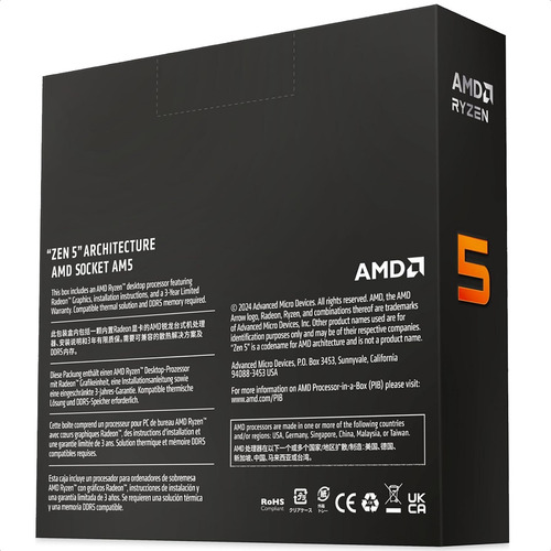Procesador Amd Ryzen 5 9600x 6 Core 3.9ghz 38mb Socket Am5