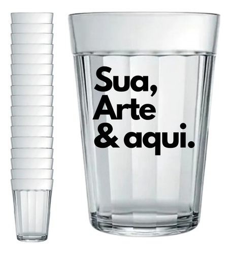 20 Copos Personalizados Tipo Americano Acrilico 190ml Cor Cristal - Transparente - Personalizado