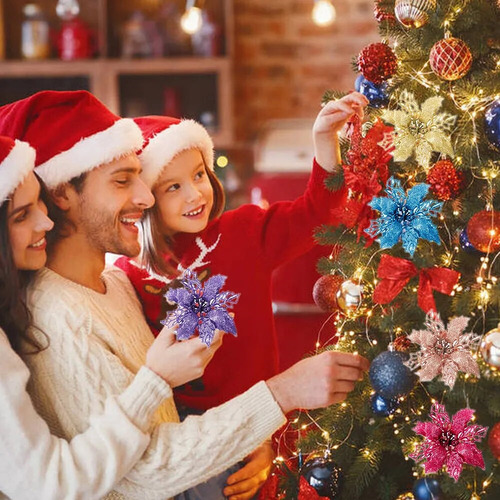 50 Flores Artificiales Para Decoración De Árbol De Navidad