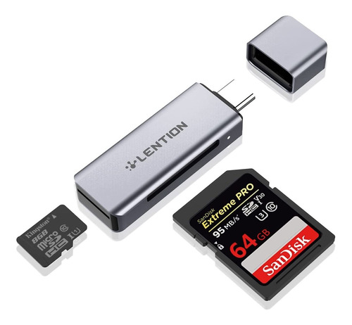 Lector De Tarjetas Sd Y Micro Sd Con Adaptador Usb C A Usb