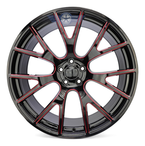Rines 22 Deportivos 5-115 Excelente Challenger Charger 300c Gloss Black Red Milled