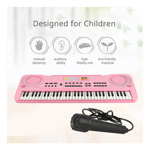 Piano Infantil Niña Educativa Karaoke Rosa 37 Niños B