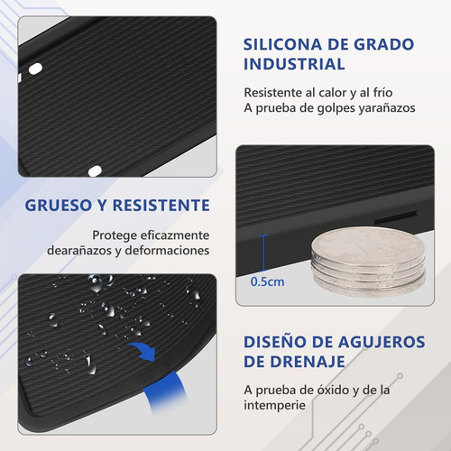 Marco De Matrícula De Silicona Coche Universal 2pcs Negro