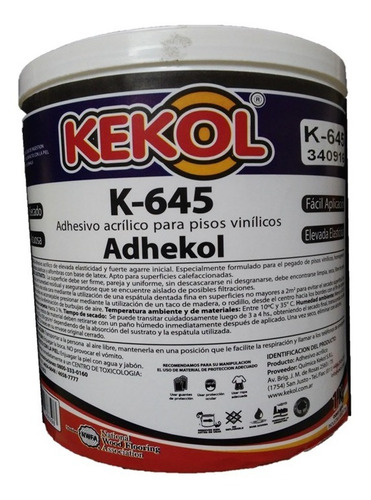 Adhesivo Acrílico Piso Vinilico Kekol Tacho De 1 Kg.