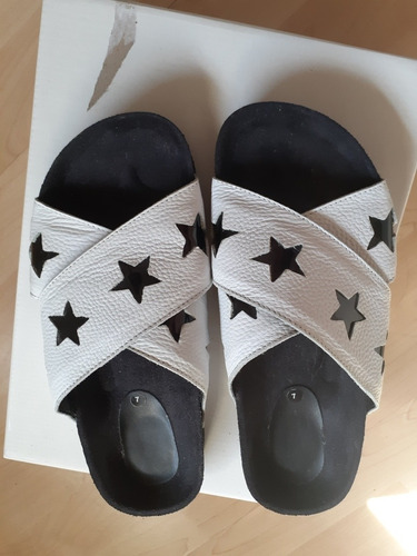 Sandalias/birken Blancas Con Detalle De Estrellas  De Mujer