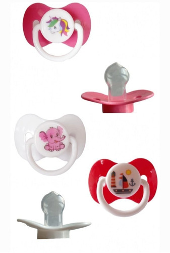 Chupeta Bico Simétrico De Silicone P/ Menina 2 Unidades desenhos Período de idade +6