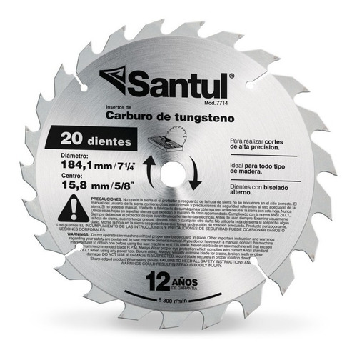 Sierra Circular 7 1/4 P/madera 20 Dientes Santul