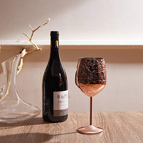 Copas De Vino De Acero Inoxidable Grabadas Con Cobre, Juego