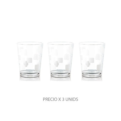 Imagen 1 de 3 de Vaso Acrilico Corto Juego De 3 Resistente Diseño Saba Hogar