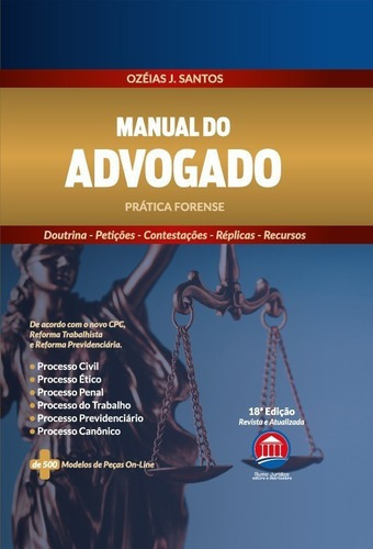 Manual Do Advogado 18ª Edição (2021), De Ozeias J. Santos. Editora Rumo Juridico Em Português