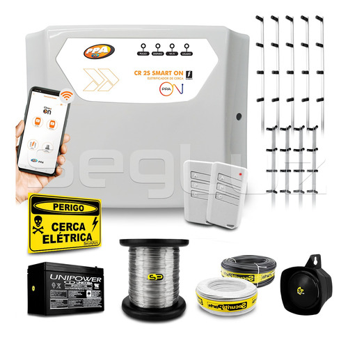 Kit Cerca Elétrica Alarme Ppa Wifi Residencia Comercial 120m